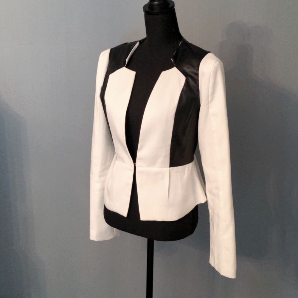 Lightweight jacket with faux leather accents